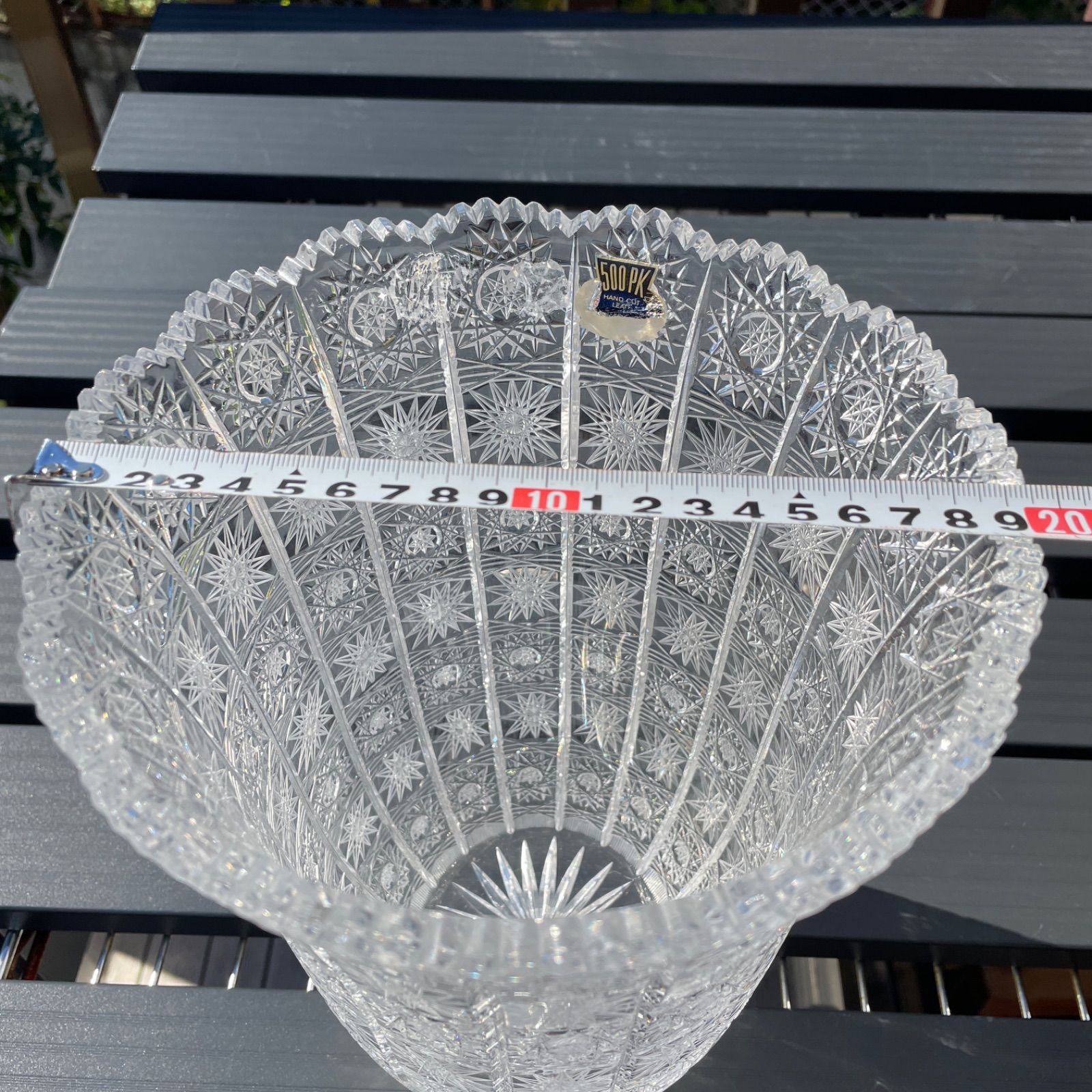 ボヘミア クリスタルガラス 花器19.5×25 チェコスロバキア製 - メルカリ