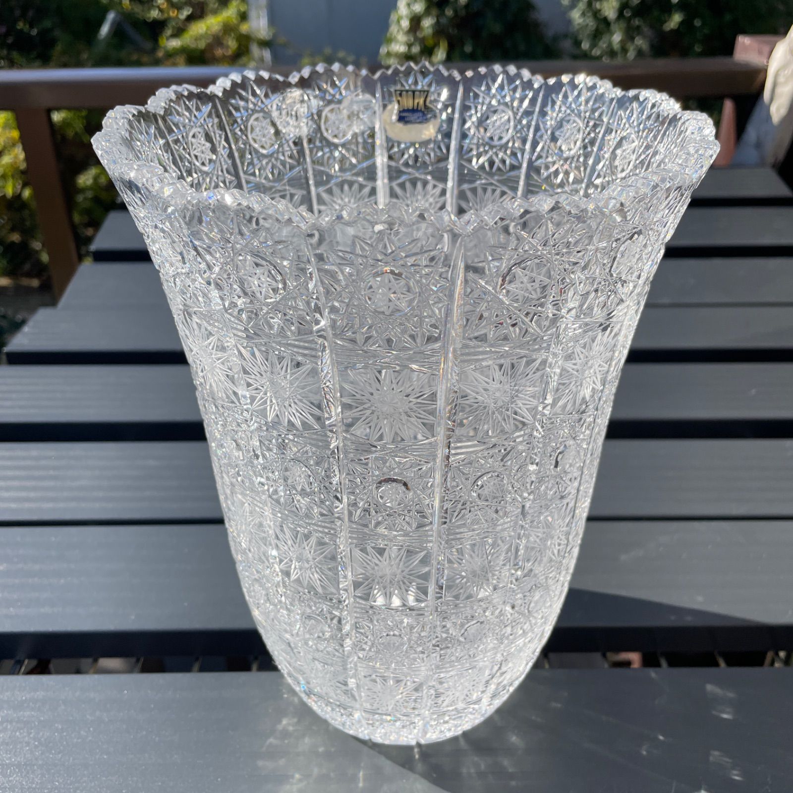 ボヘミア クリスタルガラス 花器19.5×25 チェコスロバキア製 - メルカリ