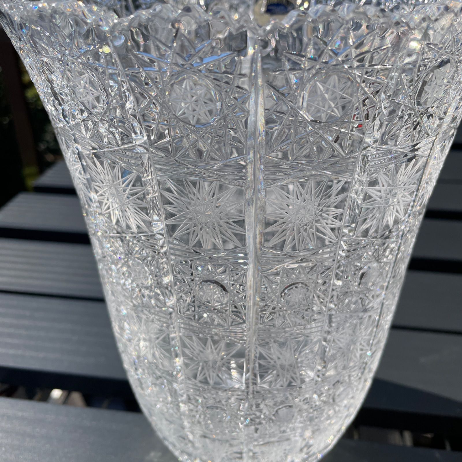 ボヘミア クリスタルガラス 花器19.5×25 チェコスロバキア製 - メルカリ