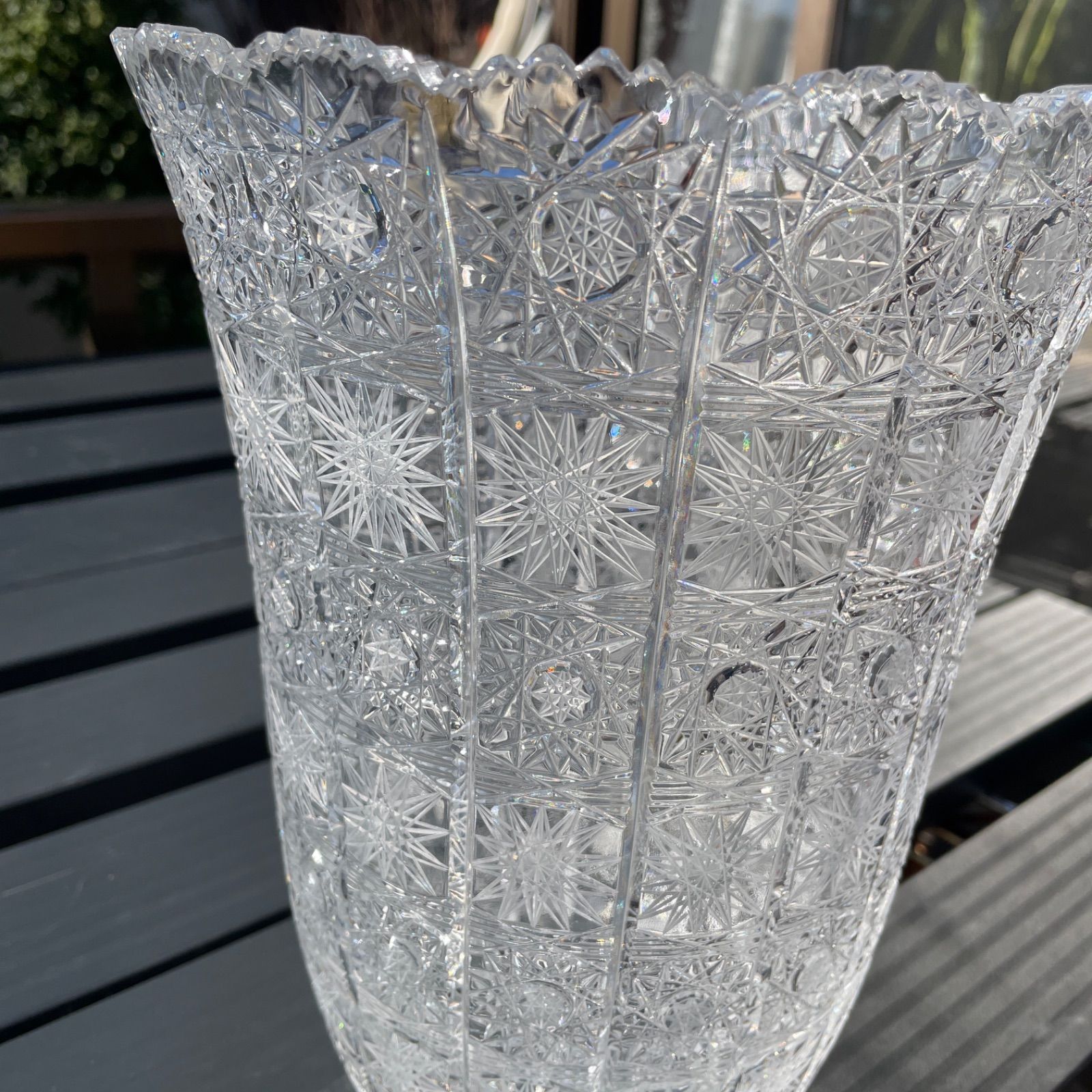 ボヘミア クリスタルガラス 花器19.5×25 チェコスロバキア製 - メルカリ