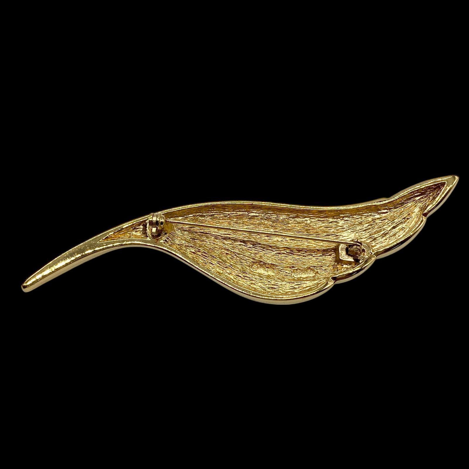 美品　Christian Dior 大ぶりブローチ　羽　フェザー　ストーン 希少 Christian Dior クリスチャン ディオール 大ぶり フェザー