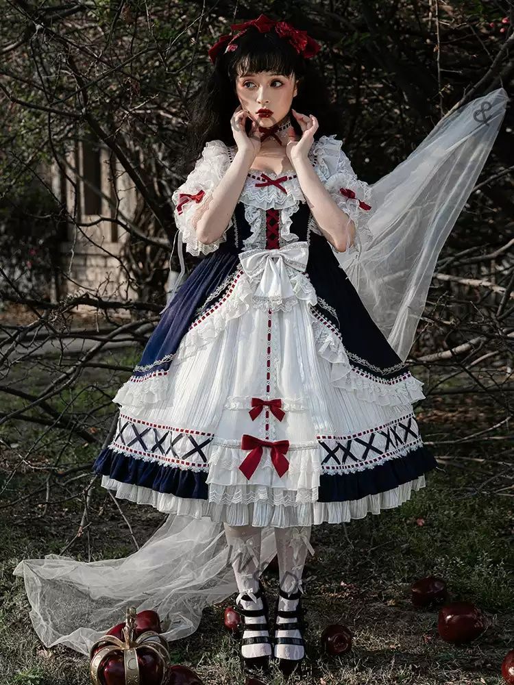 オリジナル ロリータ 白雪姫 逃げるプリンセス ワンピース 夏 ティーパーティー 日常 花嫁 華やか 白 エレガント 純白の夢と冒険を纏う 夏のティーパーティーに舞い降りたプリンセスドレス