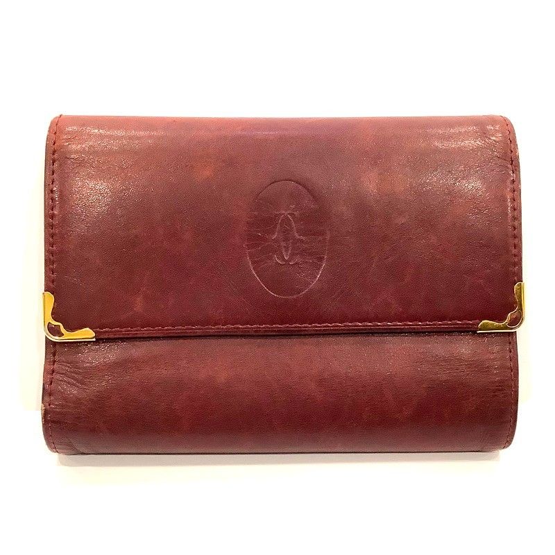 未使用✨Cartier カルティエ マストライン 三つ折り 長財布 がま口 箱付 未使用級 カルティエ 長財布 がま口 三つ折り ゴールド金具 ボルドー