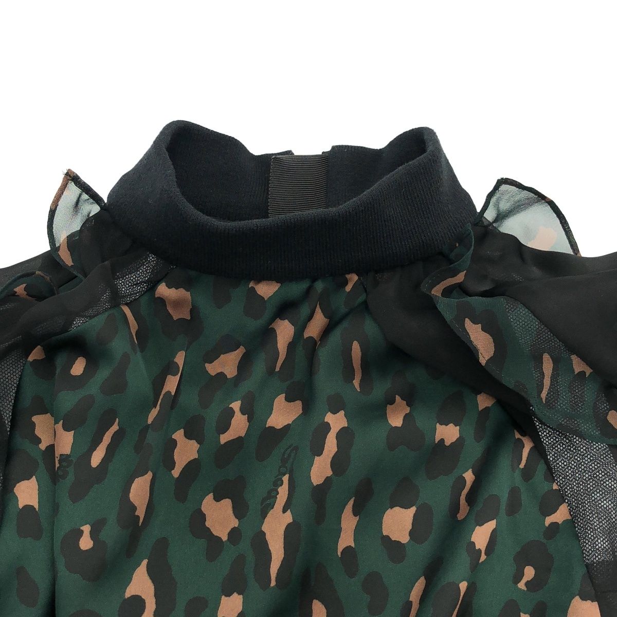 sacai サカイ 19SS レオパードジャンプスーツ 19-04548 グリーン 1