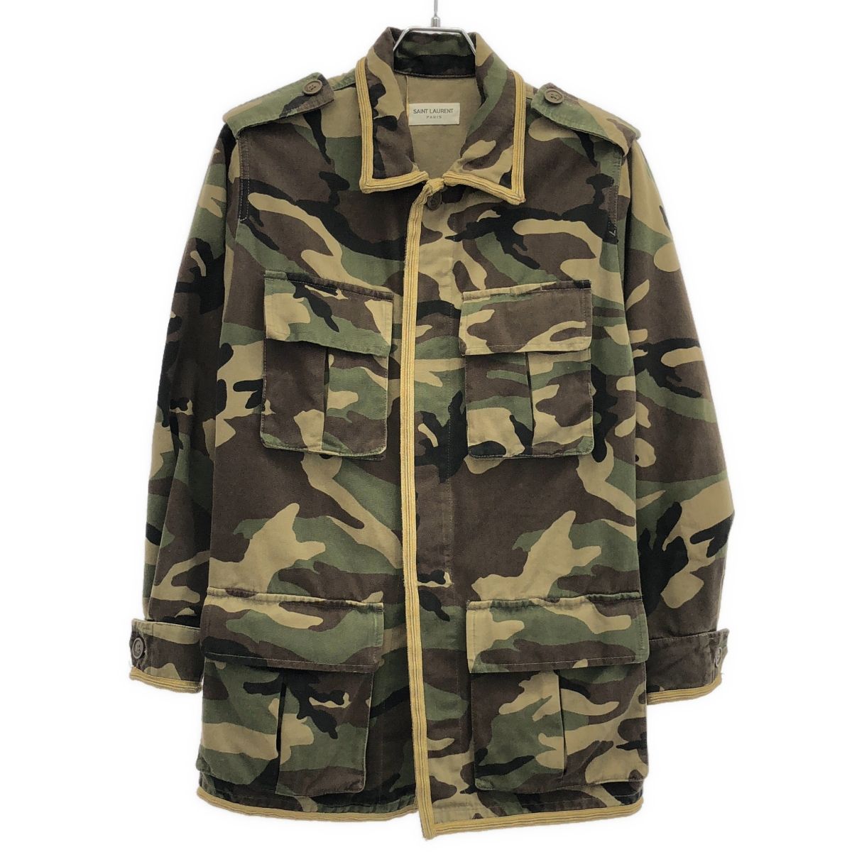 SAINT LAURENT PARIS サンローラン パリ 15 SS カモフラージュミリタリージャケット 374913 Y 074 G カーキ F 34