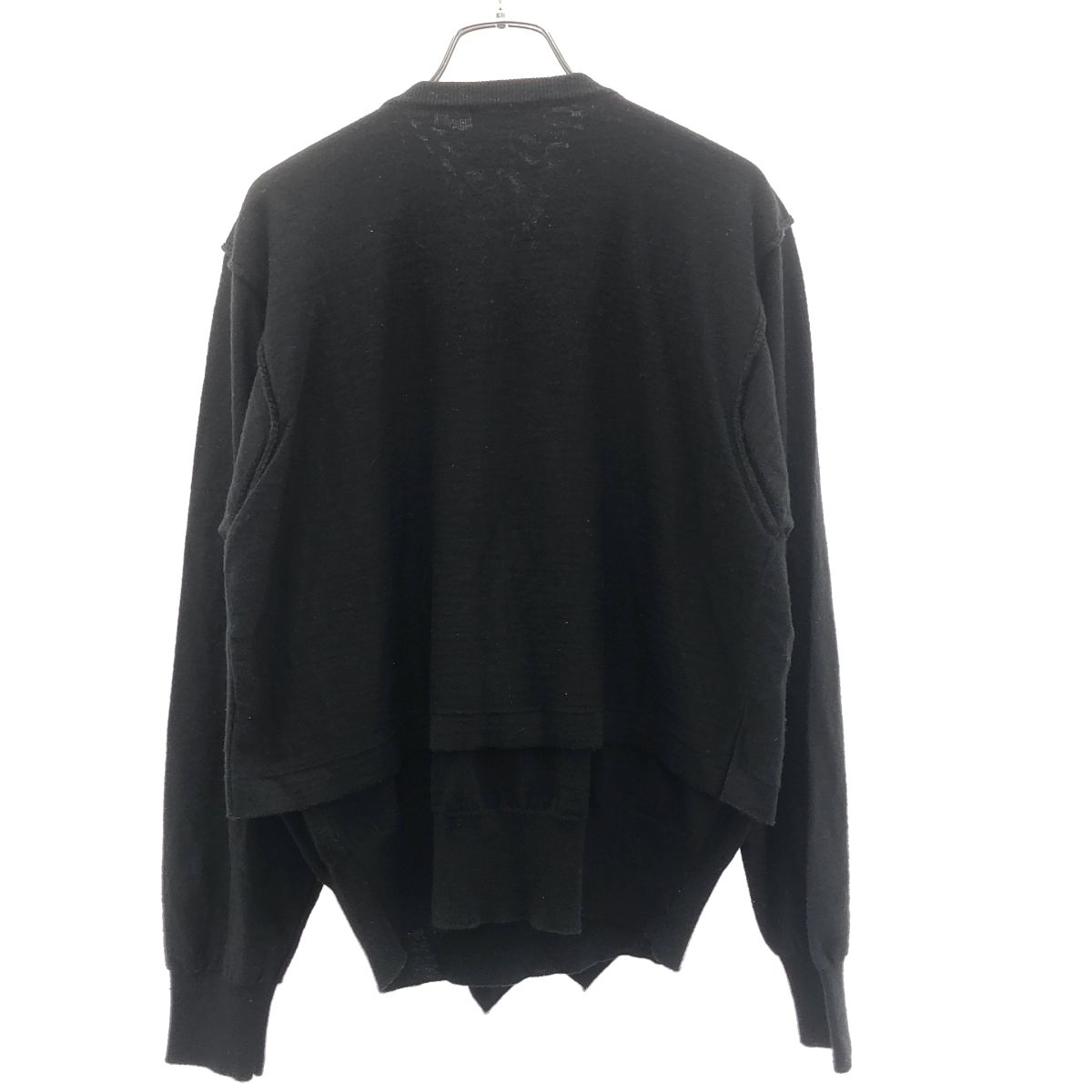 LEMAIRE ルメール 20AW ダブルレイヤードデザインカーディガン KN472 LK087 ブラック S LEMAIRE ルメール 20AW ダブルレイヤードデザインカーディガン KN472