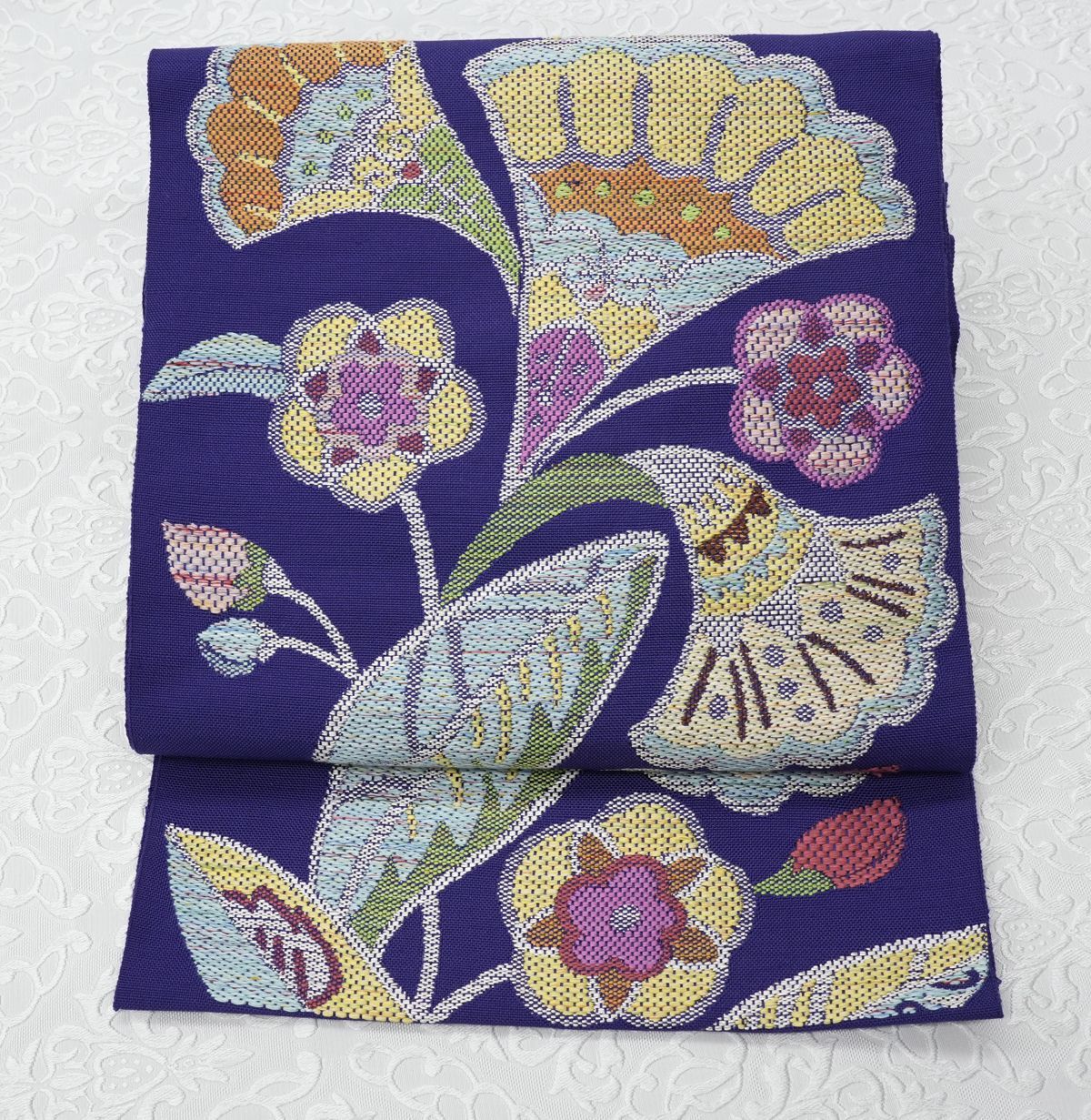 新品未仕立 西陣織 八寸名古屋帯 帯屋捨松【モダンロマン文】② 手縫い