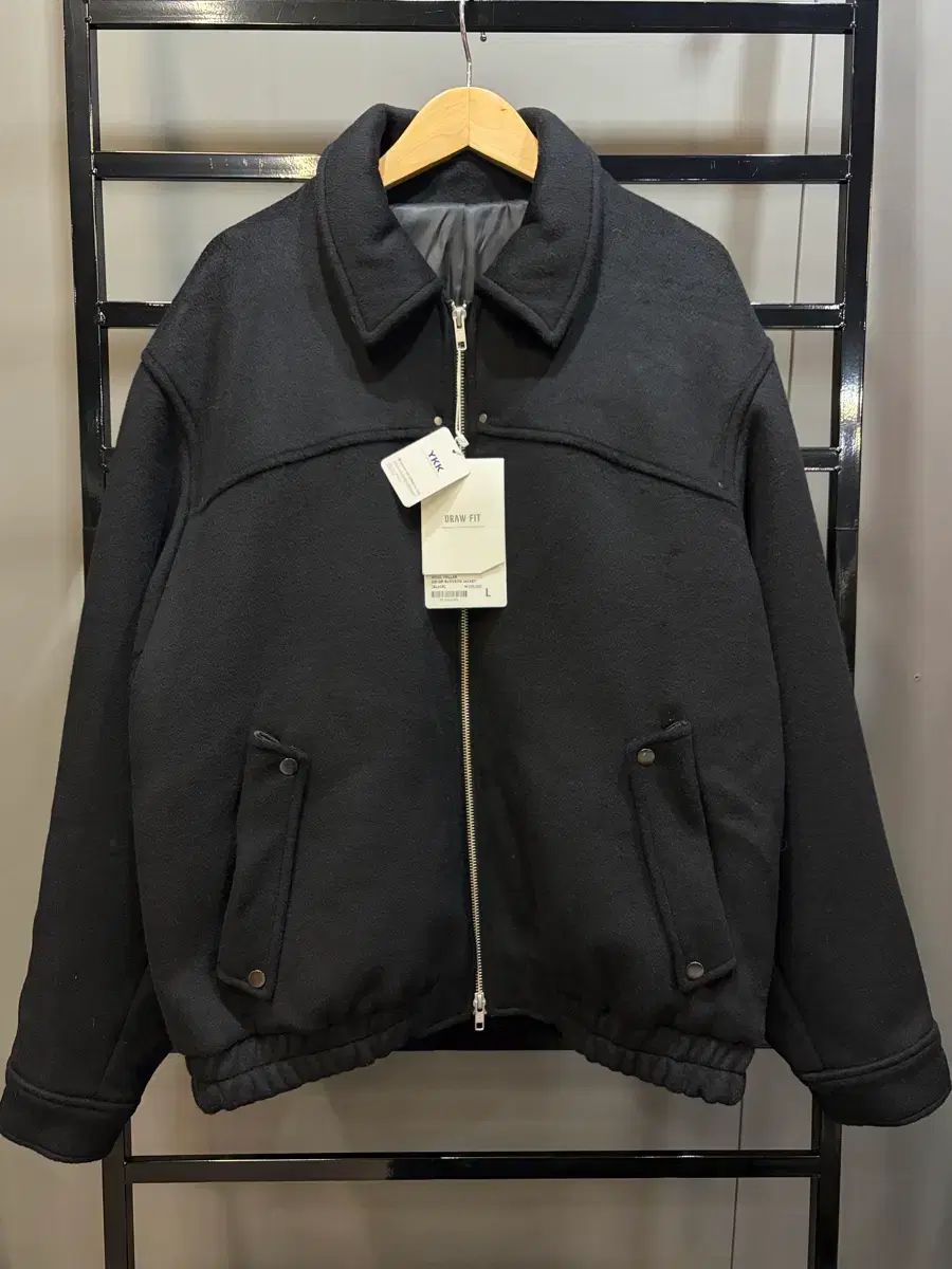 L DRAW FIT ウール スタジアム LINE ジップアップ ジャケット ブラック 7 9