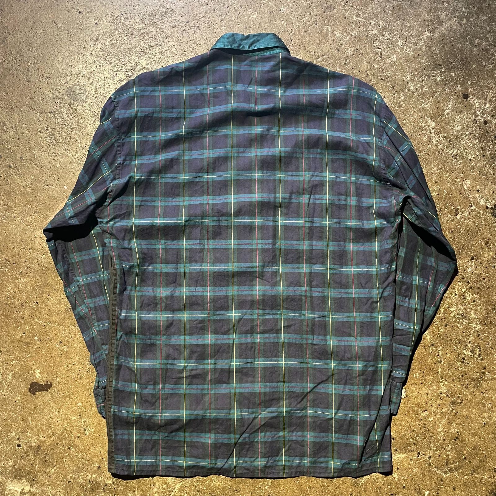 Marithe Francois Girbaud ブラックウォッチ 切替 刺繍 デザイン 長袖シャツ マリテフランソワジルボー チェック柄 ドッキング