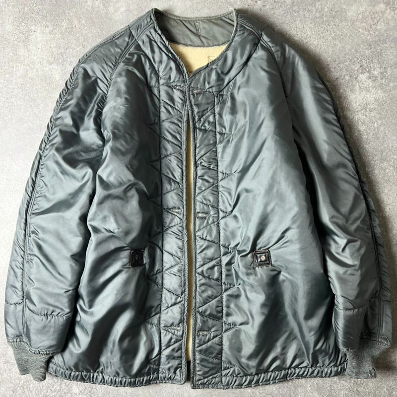 50 s 黒タグ USAF 米軍実物 ウール パイル ライナー ジャケット XL-R 50年代 ビンテージ ミリタリー キャトル リバーシブル エアフォース