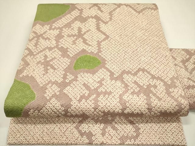 平和屋着物●名門　藤娘きぬたや・総絞り　九寸名古屋帯　舞花　正絹　逸品　DAAZ2387op 平和屋着物○名門 藤娘きぬたや・総絞り 九寸名古屋帯 舞花 正絹 逸品