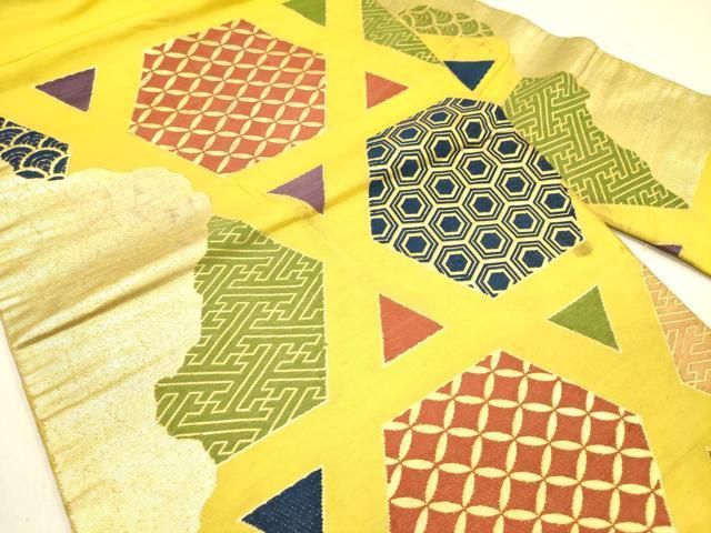 平和屋着物 アンティーク 大正ロマン 九寸名古屋帯 唐織 吉祥文 金糸 正絹 op