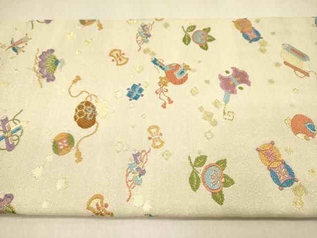 平和屋着物○九寸名古屋帯 唐織 吉祥文 宝尽くし 亀 伊勢海老 正絹