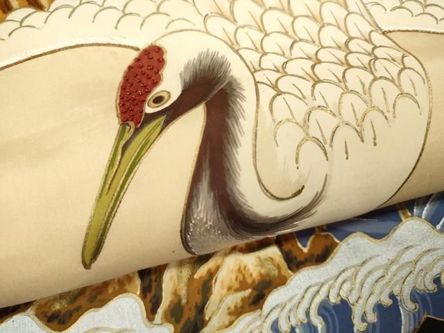  平和屋着物 中国三大刺繍 相良刺繍 お宮参り 男の子 祝着 産着 初着 のしめ 飛鶴立波吉祥松文 金銀彩 ze 着物 着物ドレス 着物 浴衣 和小物