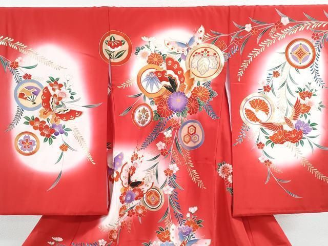 平和屋着物 お宮参り 女の子 祝着 産着 初着 のしめ 舞蝶吉祥花文 暈し染め 金彩 ze