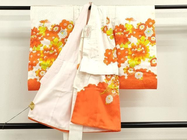 平和屋着物[]七五三 女の子 3歳 祝着 三つ身 長襦袢セット 刺繍 扇面