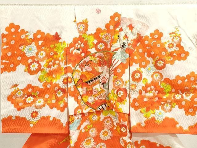 平和屋着物[]七五三 女の子 3歳 祝着 三つ身 長襦袢セット 刺繍 扇面