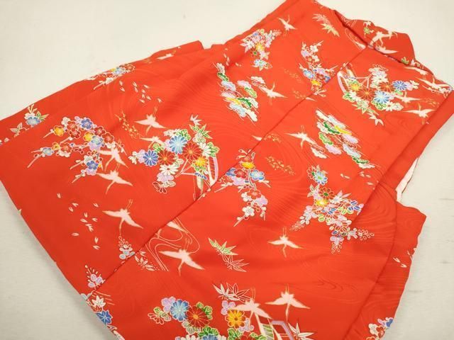 平和屋着物 七五三 女の子 ３歳 被布 松竹梅飛鶴船花文 金彩 洗える着物 ze