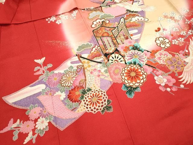  平和屋着物 七五三 女の子 ３歳 祝着 三つ身 御所車飛鶴枝花文 暈し染め 金彩 ze 着物 着物ドレス 着物 浴衣 和小物