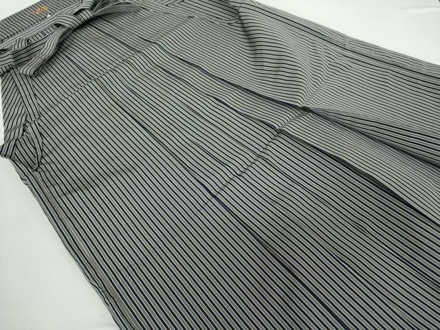 平和屋着物 男性 行灯袴 縞 正絹 ps