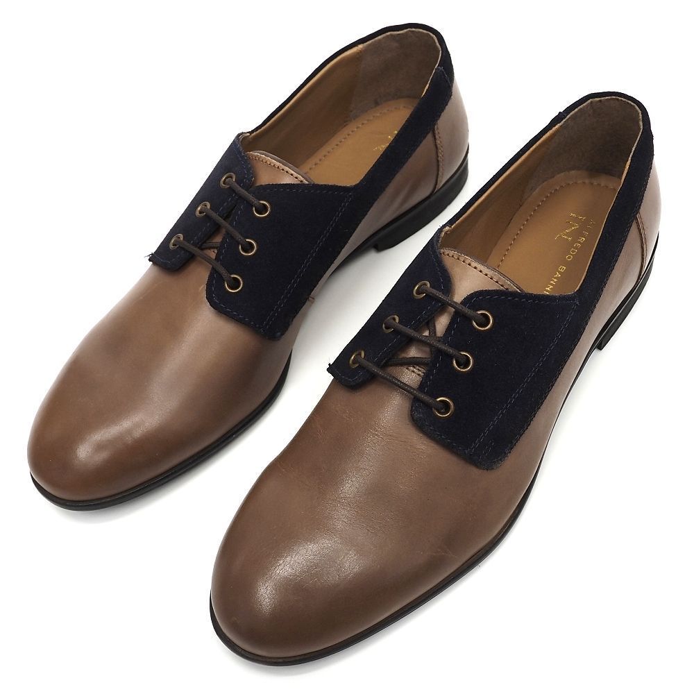 超美品 ALFREDO BANNISTER IN コンビネーション プレーントゥ 【サイズ：43】 ブラウン/ネイビー 52021901225 シューズ アルフレッドバニスター メンズ 5L/K06314/KEC04/