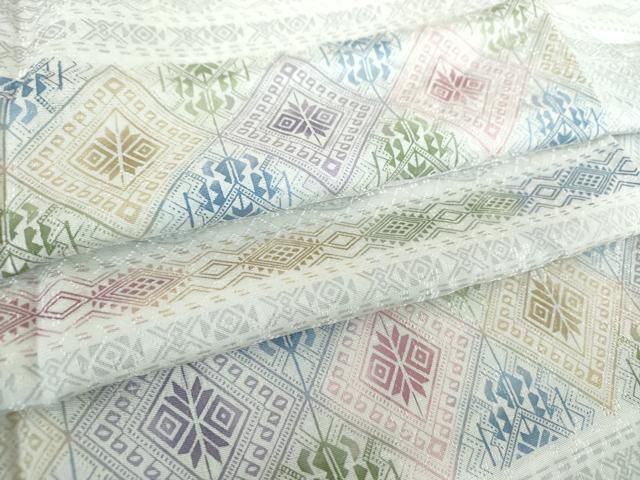 平和屋着物●上質な小紋　花織　型染　横段菱文　正絹　逸品　未使用　DAAZ0663ps 平和屋着物○上質な小紋 花織 型染 横段菱文 正絹 逸品