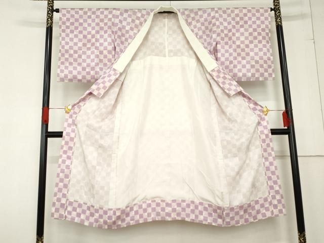 平和屋着物 長襦袢 無双仕立て 市松花文 正絹 cs