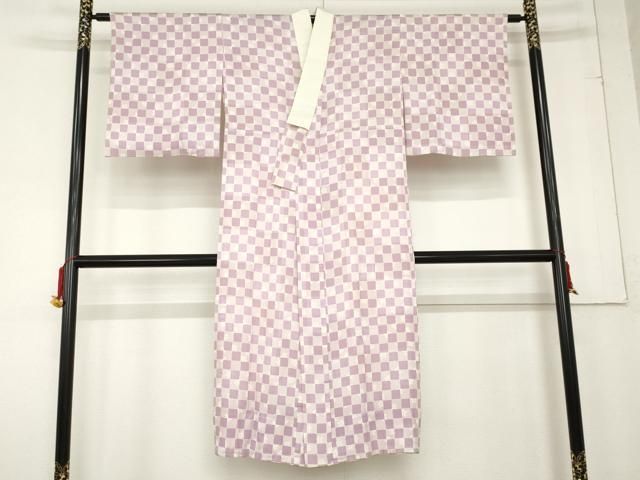 平和屋着物 長襦袢 無双仕立て 市松花文 正絹 cs