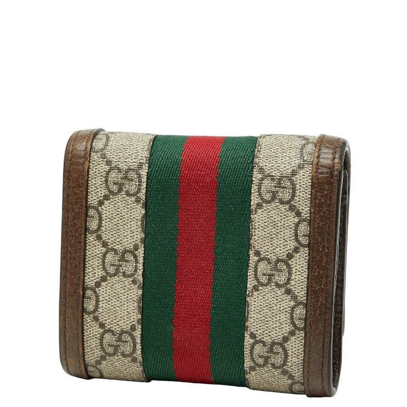 グッチ GGスプリーム オフィディア 二つ折り財布 コンパクトウォレット 598662 ベージュ マルチ PVC レザー レディース GUCCI 1 0244232