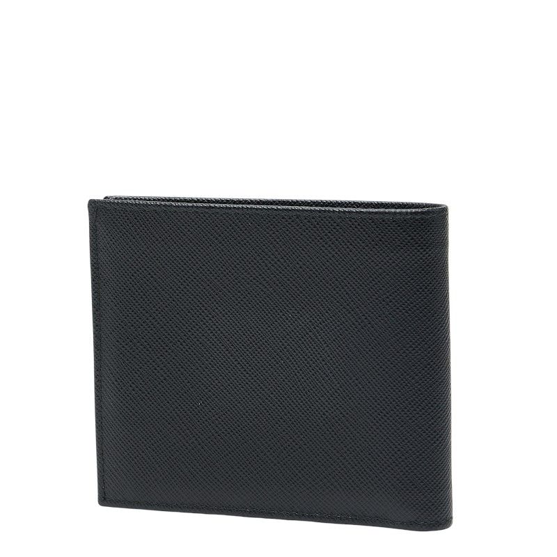 プラダ 三角ロゴプレート 二つ折り財布 札入れ 2 M 0513 ブラック サフィアーノレザー メンズ PRADA 214 44840