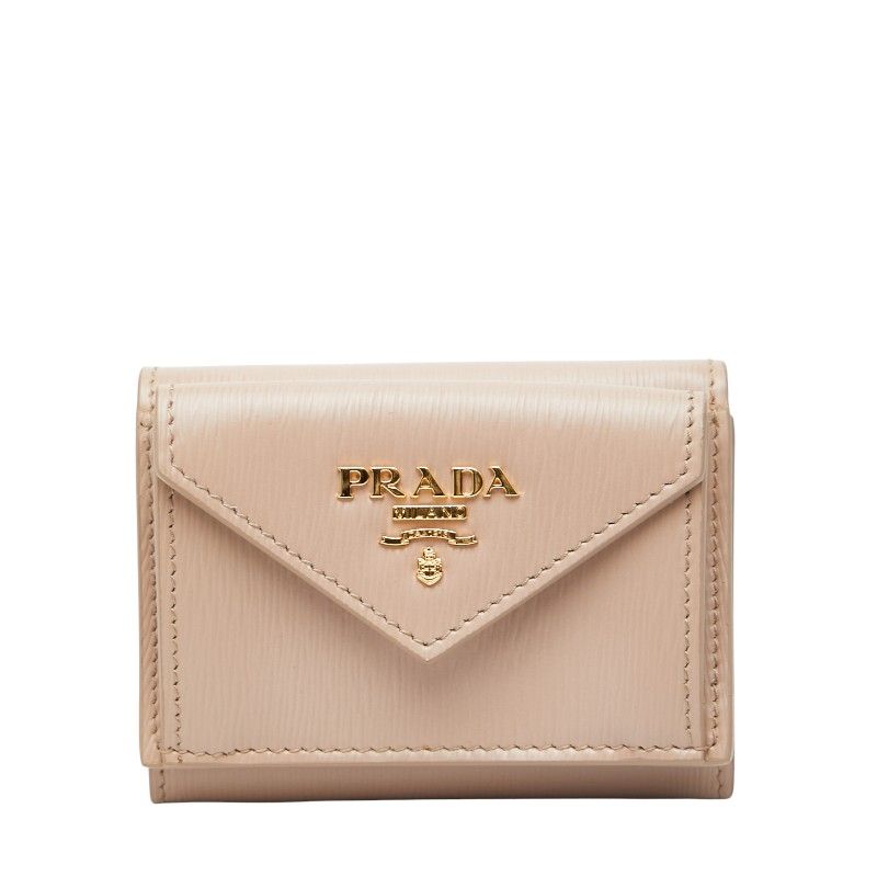 プラダ 三つ折り財布 コンパクトウォレット 1 MH 021 ベージュ ヴィッテロダイノレザー レディース PRADA 214-44841
