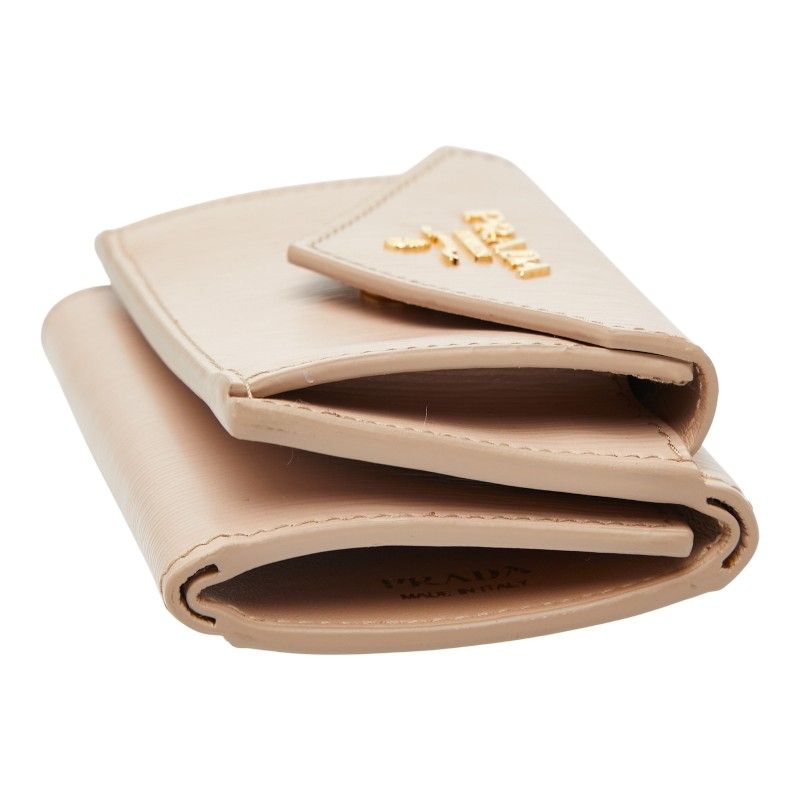 プラダ 三つ折り財布 コンパクトウォレット 1MH021 ベージュ ヴィッ