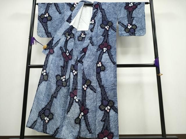平和屋着物∴夏物 浴衣 有松鳴海絞り 杜若 綿 ng