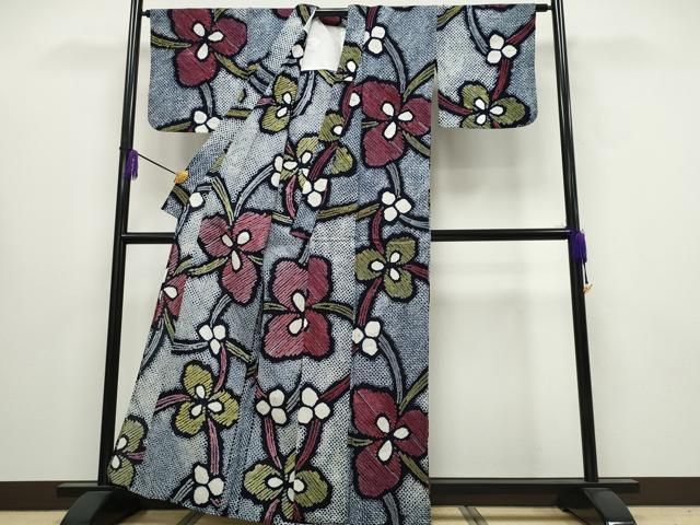 平和屋着物∴夏物 浴衣 有松鳴海絞り 吉祥花文 綿 ng