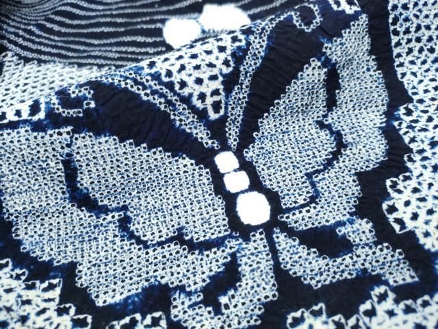 平和屋着物∴夏物 浴衣 有松鳴海絞り 舞蝶文 綿 逸品 CABA0628ng 平和