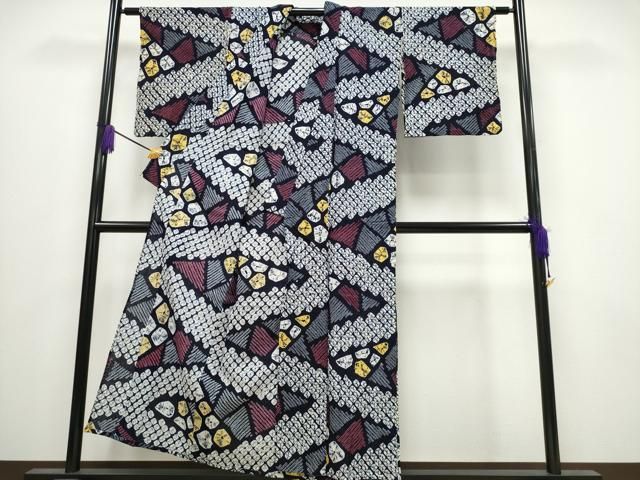 平和屋着物∴夏物 浴衣 有松鳴海絞り 切嵌文 綿 ng