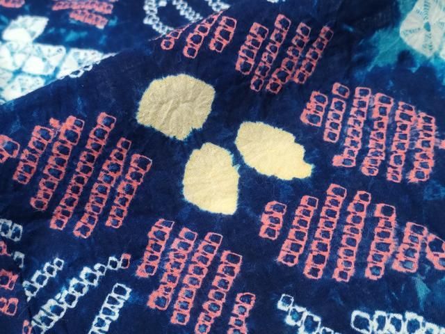 平和屋着物∴夏物 浴衣 有松鳴海絞り 枝花文 綿 逸品 CABA0663ng