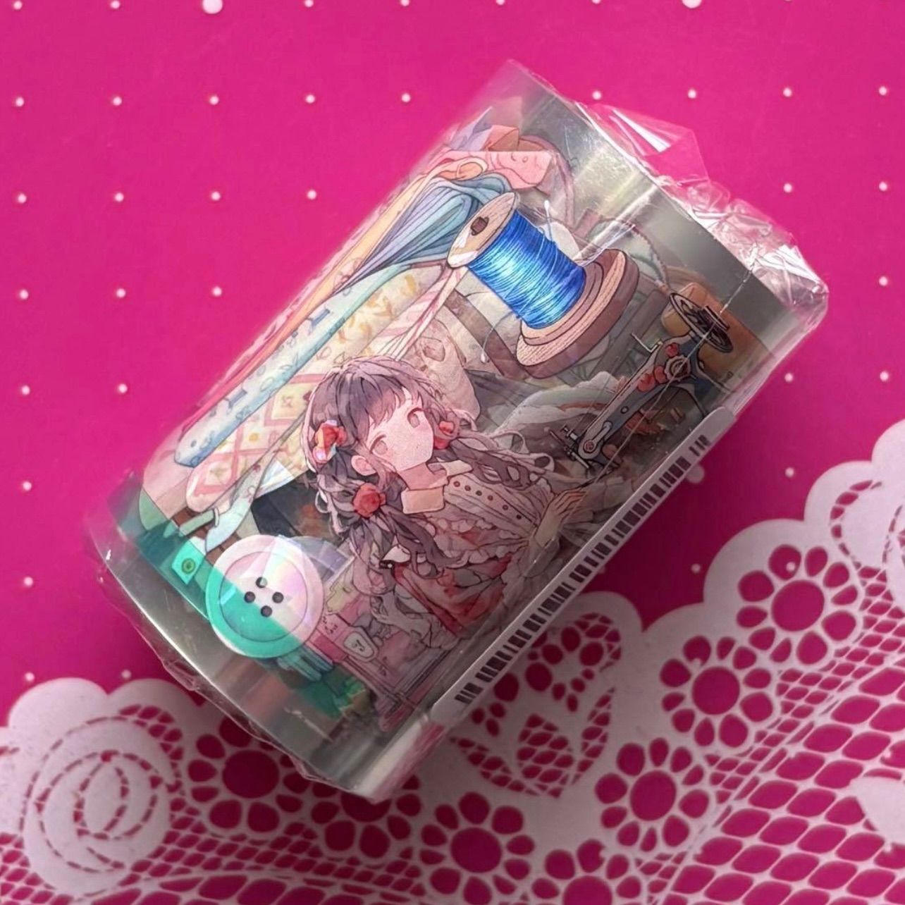 贝壳光 6cm×5m 线线细语 海外マスキングテープ 海外マステ 人物 裁縫