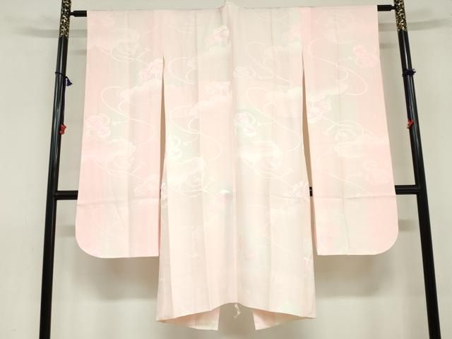 平和屋着物 振袖用長襦袢 袷 雲取り草花地紋 暈し染め 正絹 ud