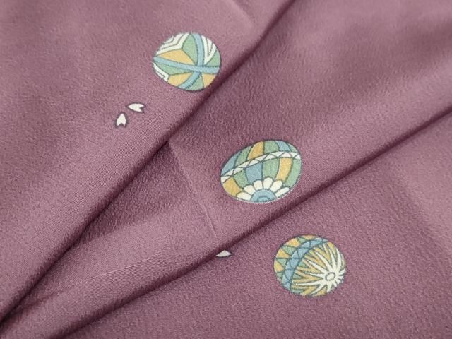  平和屋着物 長襦袢 袷 手毬舞桜文 さが美扱い 正絹 ud 長襦袢 長襦袢 半襦袢