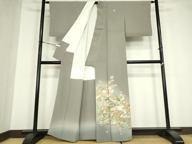 平和屋着物 京加賀友禅 松本健一 色留袖 草花文 暈し染め 正絹 az