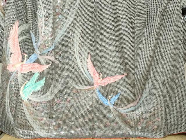 平和屋着物○豪華振袖 総絞り 孔雀文 黒地 金銀彩 正絹 逸品