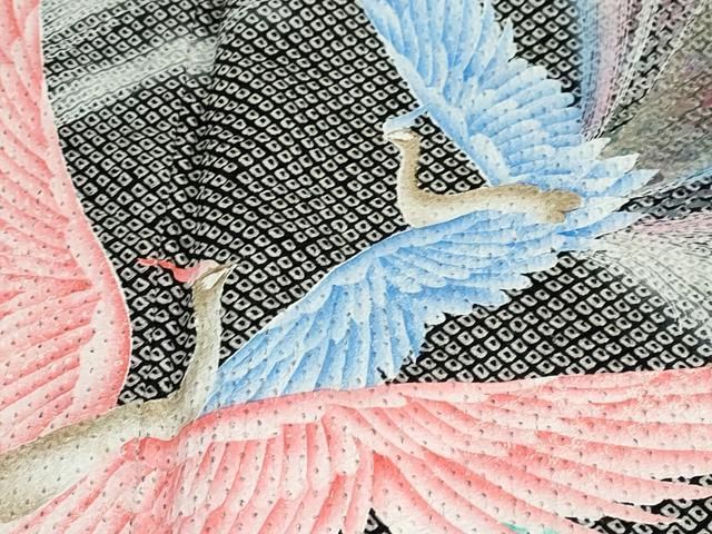 平和屋着物○豪華振袖 総絞り 孔雀文 黒地 金銀彩 正絹 逸品