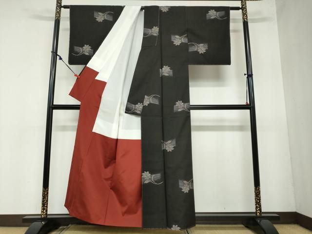 平和屋着物○本場大島紬 地空き 9マルキ 舞花文 正絹 逸品 未使用