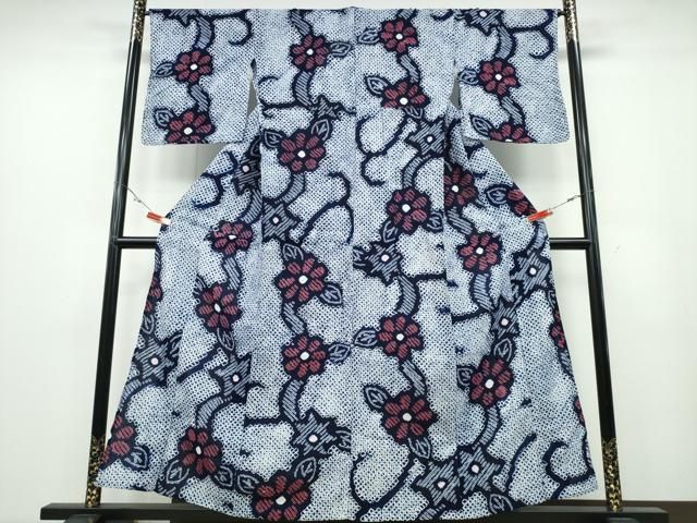 平和屋着物∴夏物　浴衣　有松鳴海絞り　花唐草文　綿　逸品　CABD2437ng 平和屋着物∴夏物 浴衣 有松鳴海絞り 花唐草文 綿 逸品 CABA0672ng