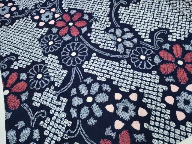  平和屋着物∴夏物 浴衣 有松鳴海絞り 菊唐草文 綿 ng 浴衣単品 浴衣