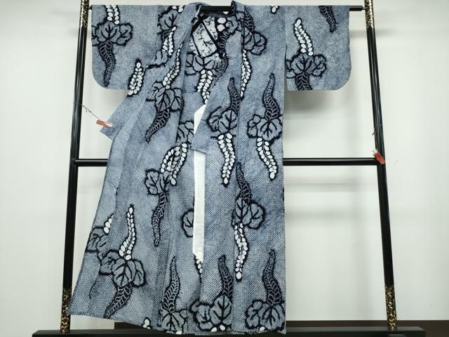 平和屋着物∴夏物 浴衣 有松鳴海絞り 桐花文 綿 ng