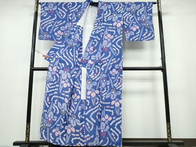 平和屋着物∴夏物 浴衣 有松鳴海絞り 流水杜若 綿 ng