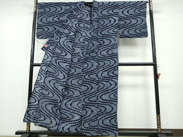 平和屋着物∴夏物 浴衣 有松鳴海絞り 流水文 綿 ng