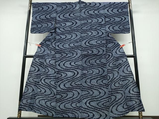 平和屋着物∴夏物 浴衣 有松鳴海絞り 流水文 綿 ng